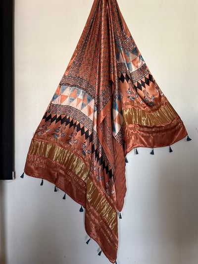 PANKHUDI : Tissue Modal Silk Ajrakh Dupatta