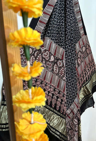 PIXIE DUST:Tissue Modal Silk Ajrakh Dupatta