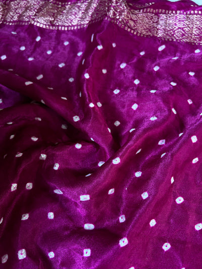 KINJAL :  Handmade Bandhani Pure Gajji Silk Gharchola Saree