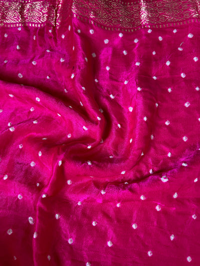 DEVINA :  Handmade Bandhani Pure Gajji Silk Gharchola Saree