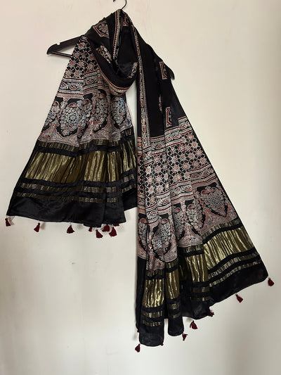 PARDES : Tissue Modal Silk Ajrakh Dupatta