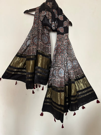 DEVDAS : Tissue Modal Silk Ajrakh Dupatta