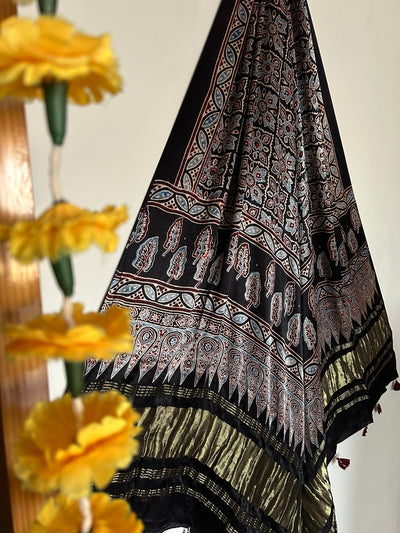 MOHRA : Tissue Modal Silk Ajrakh Dupatta