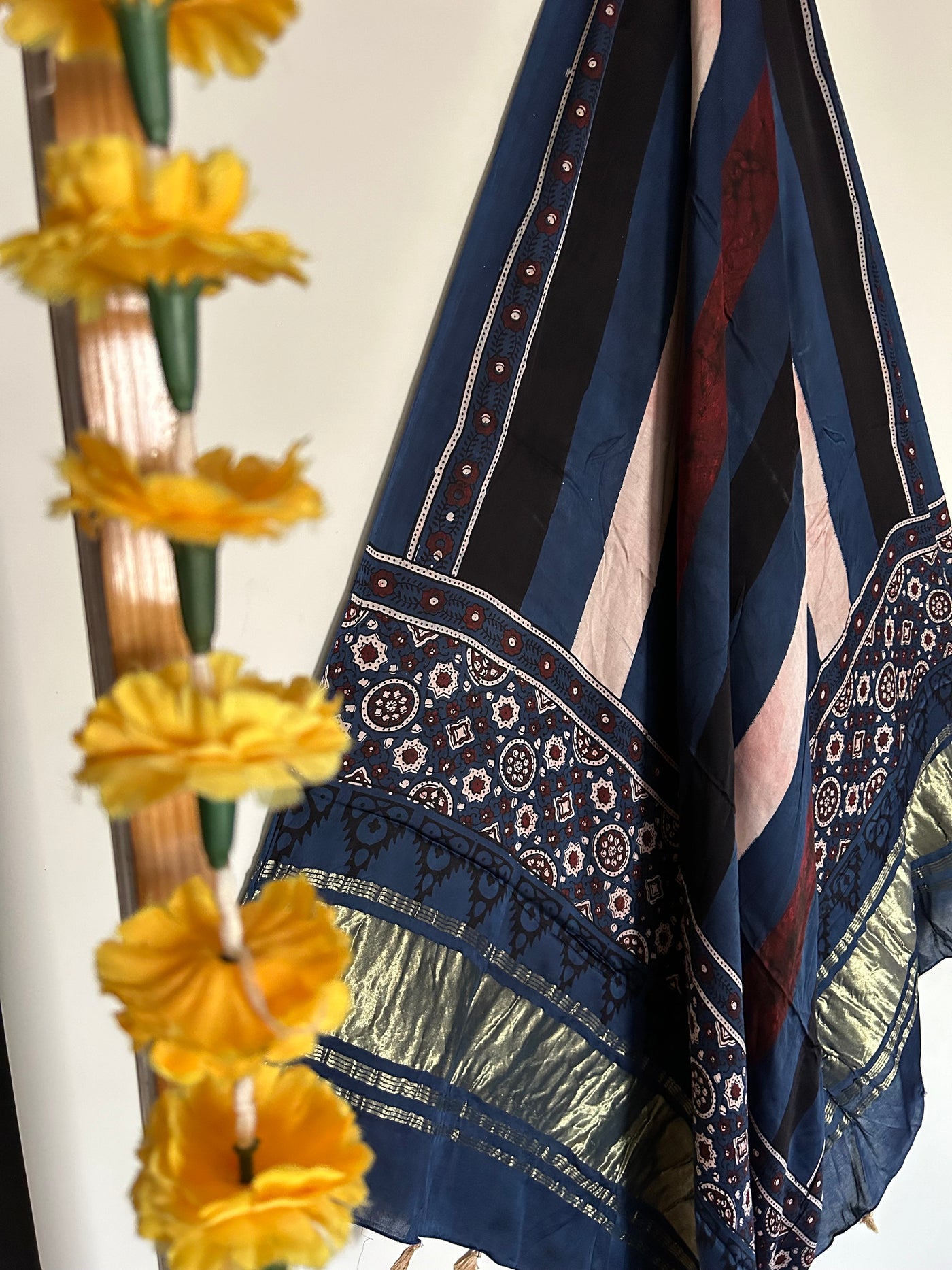 Nightingale : Tissue Modal Silk Ajrakh Dupatta