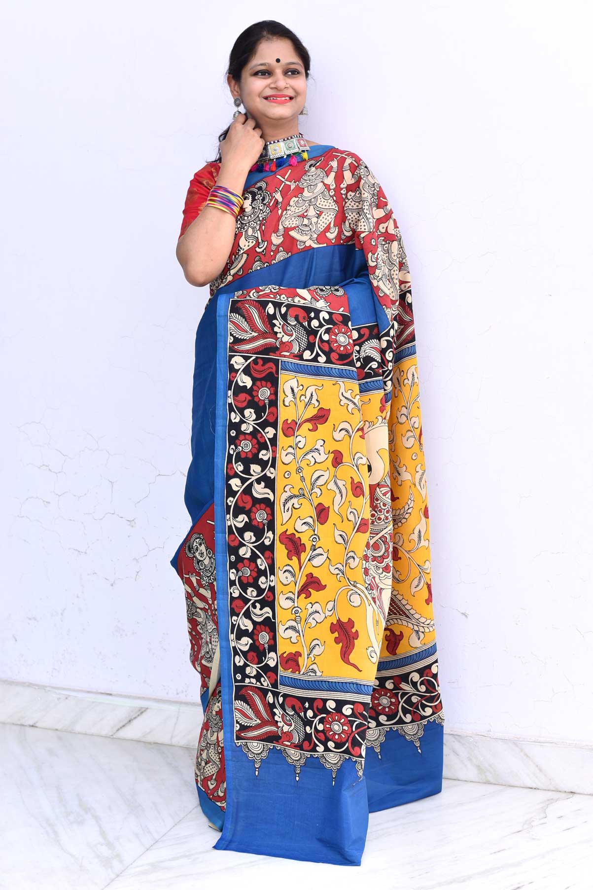 SANRACHNA: HANDPAINTED CHENNUR SILK KALAMKARI SAREE