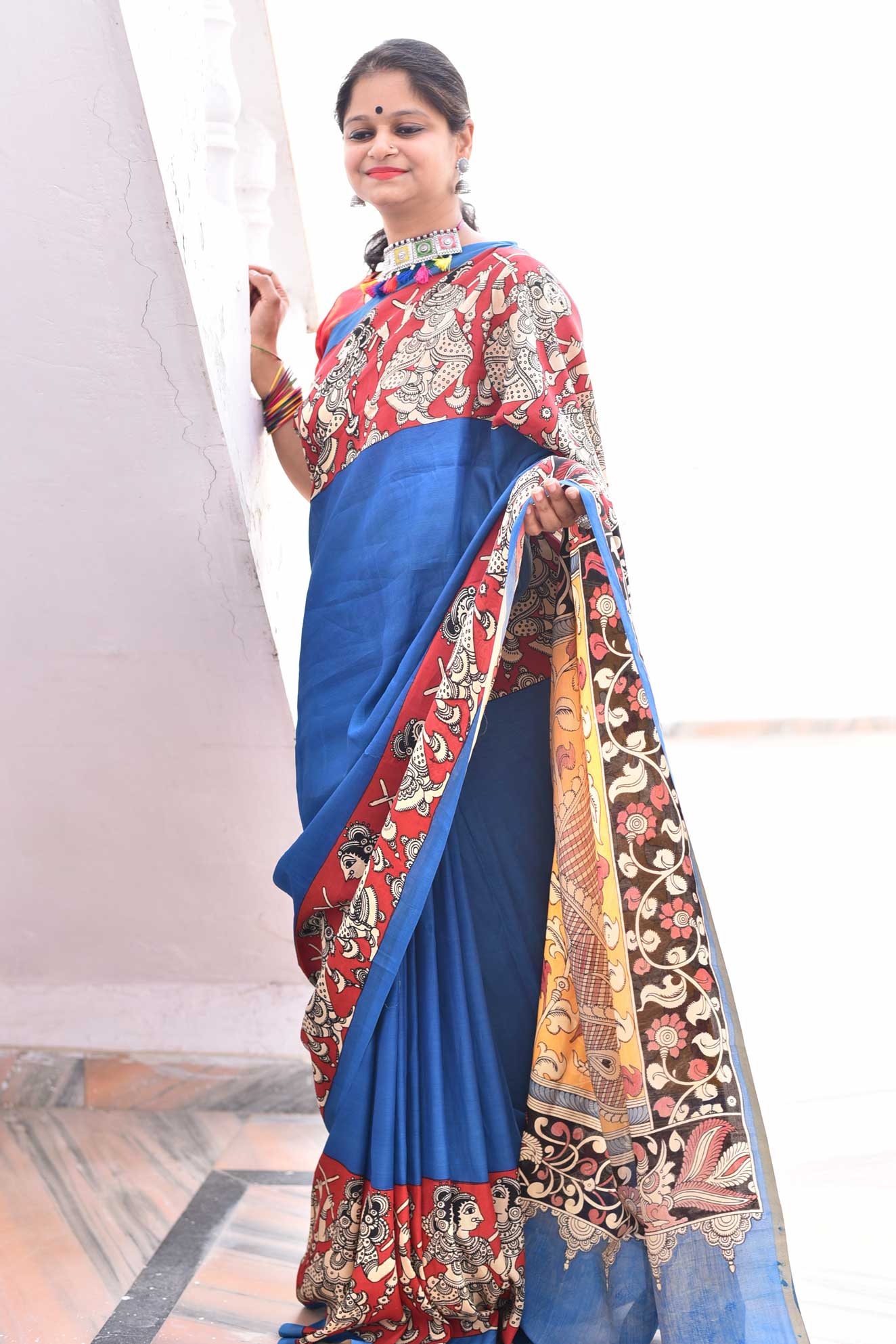 SANRACHNA: HANDPAINTED CHENNUR SILK KALAMKARI SAREE