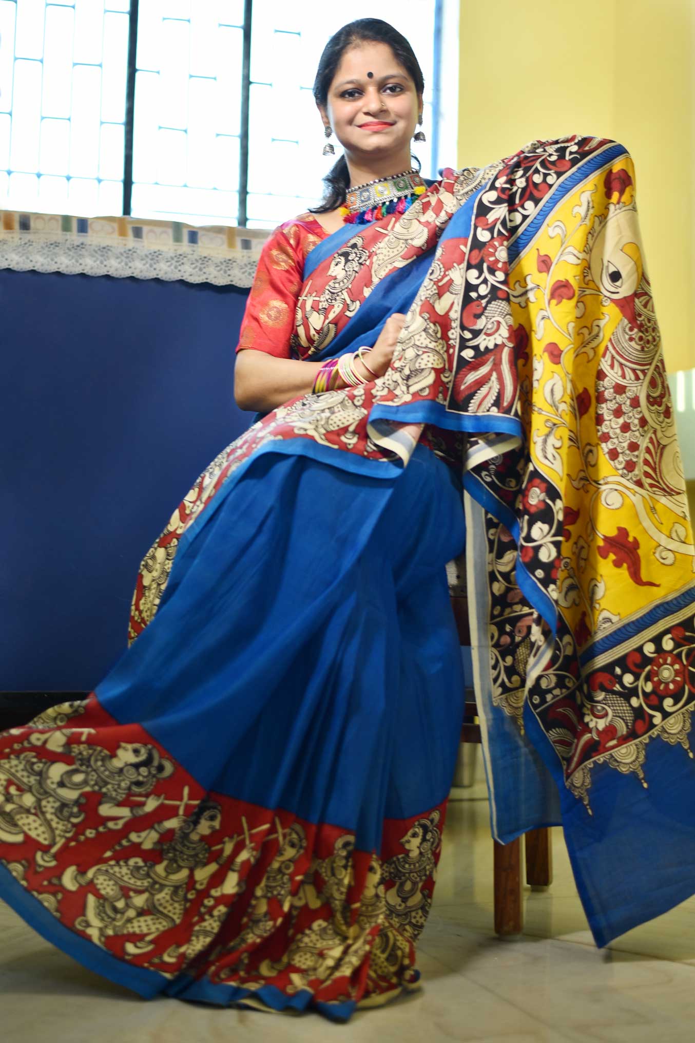 SANRACHNA: HANDPAINTED CHENNUR SILK KALAMKARI SAREE