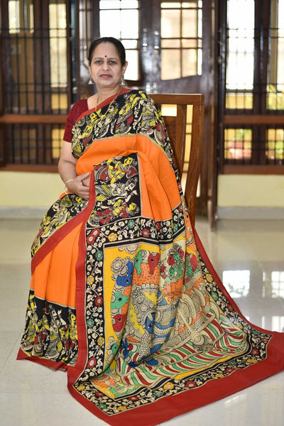 LEELA: HANDPAINTED CHENNUR SILK KALAMKARI SAREE