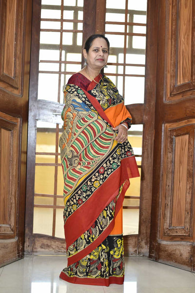 LEELA: HANDPAINTED CHENNUR SILK KALAMKARI SAREE