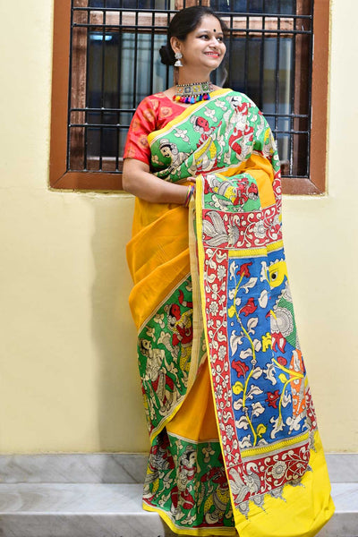 RANJHANA: HANDPAINTED CHENNUR SILK KALAMKARI SAREE
