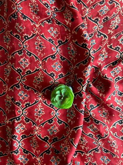 IKTARA:HANDBLOCK AJRAKH MODAL SILK SAREE WITH MEENAKARI PALLU