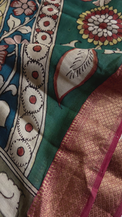 CHANDRAMUKHI: Handloom Maheshwari Pen Kalamkari Saree