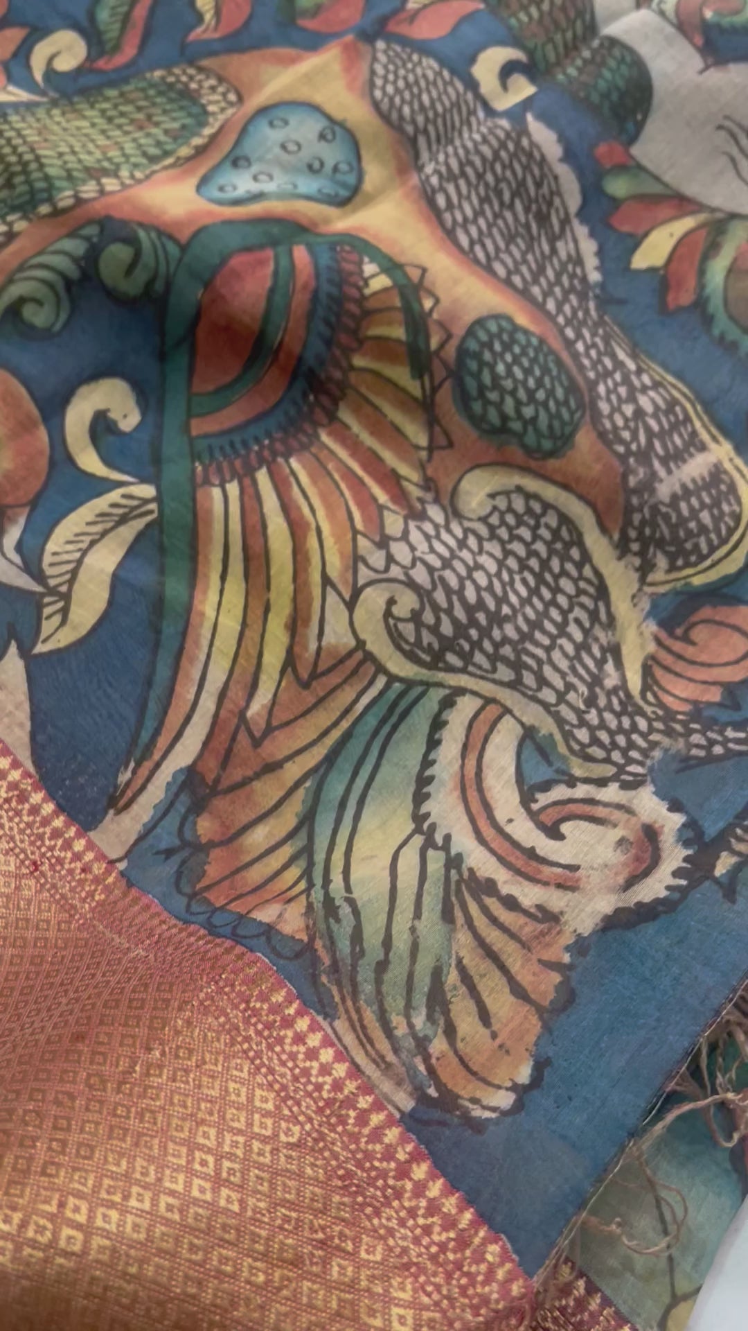 KADAMBARI: Handloom Maheshwari Pen Kalamkari Saree