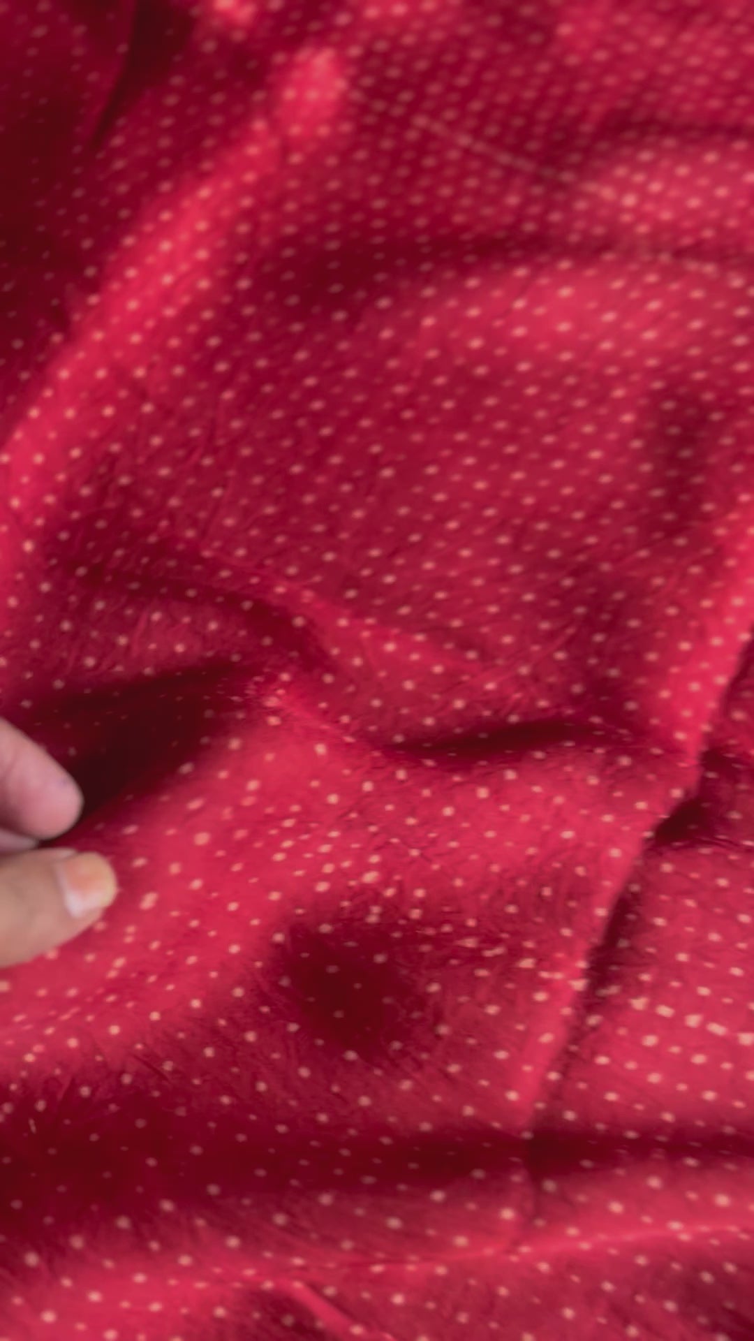 Red Polka Handblock Printed Ajrakh Modal Silk Fabric