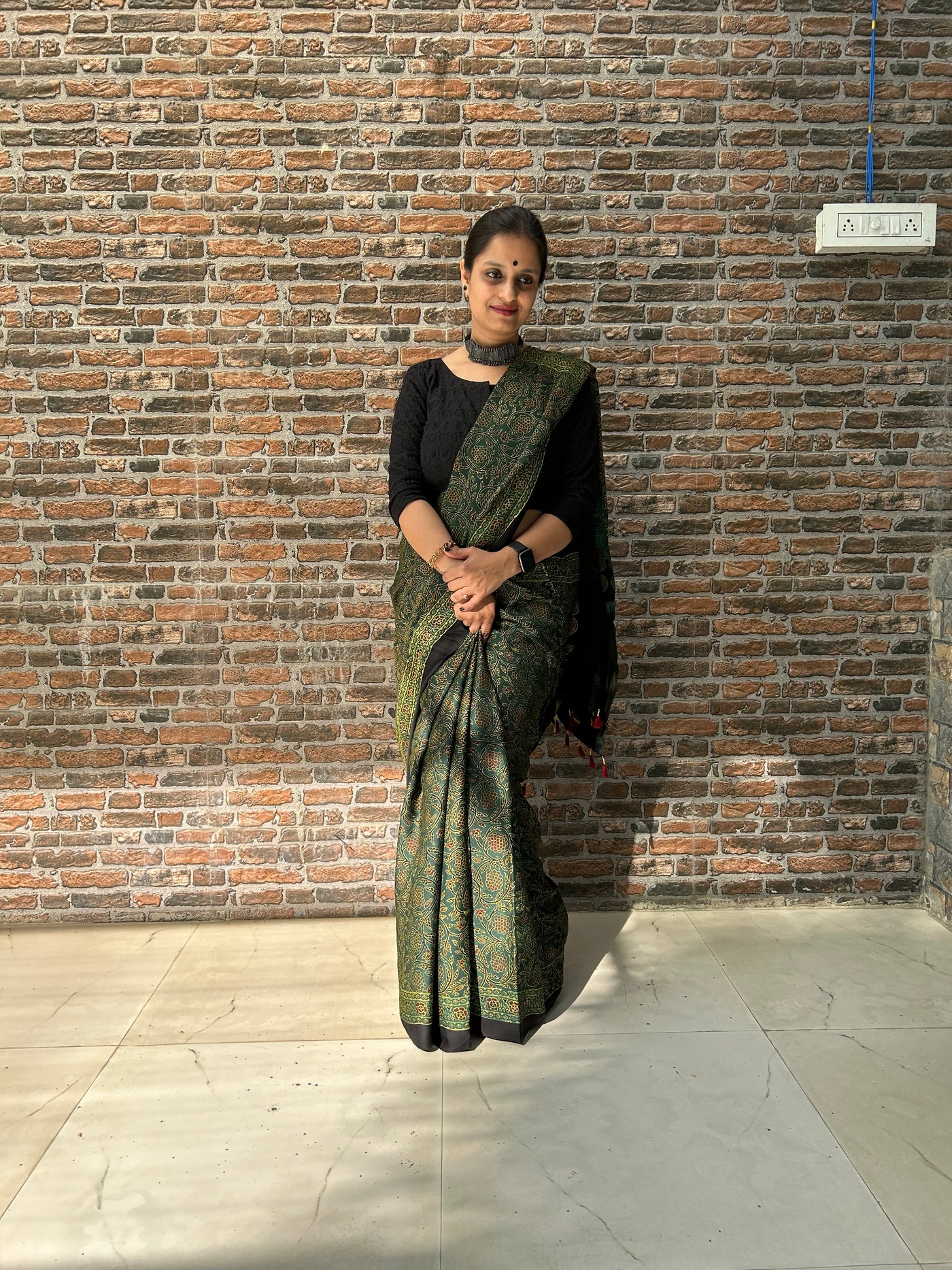 KANISHKA: Handblock Modal Silk Tissue Ajrakh Saree