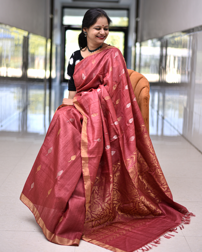 The color of love: Handloom Kosa Tussar silk saree