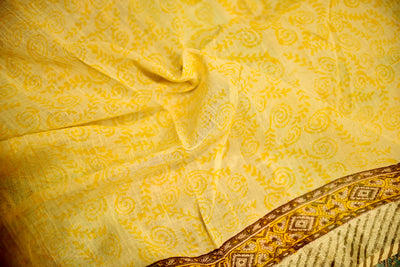 BASANTI: Handblock linen-cott sari