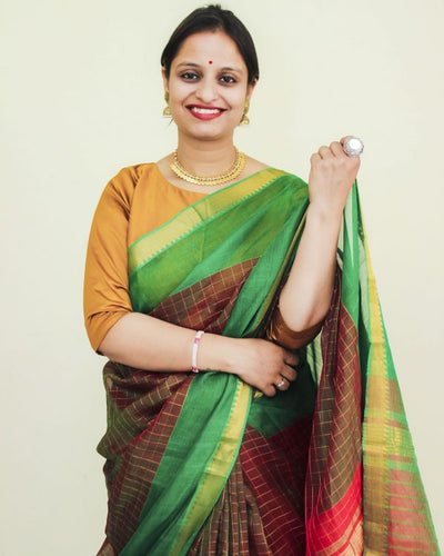 MALANG: Handloom Manglagiri silk-cott saree